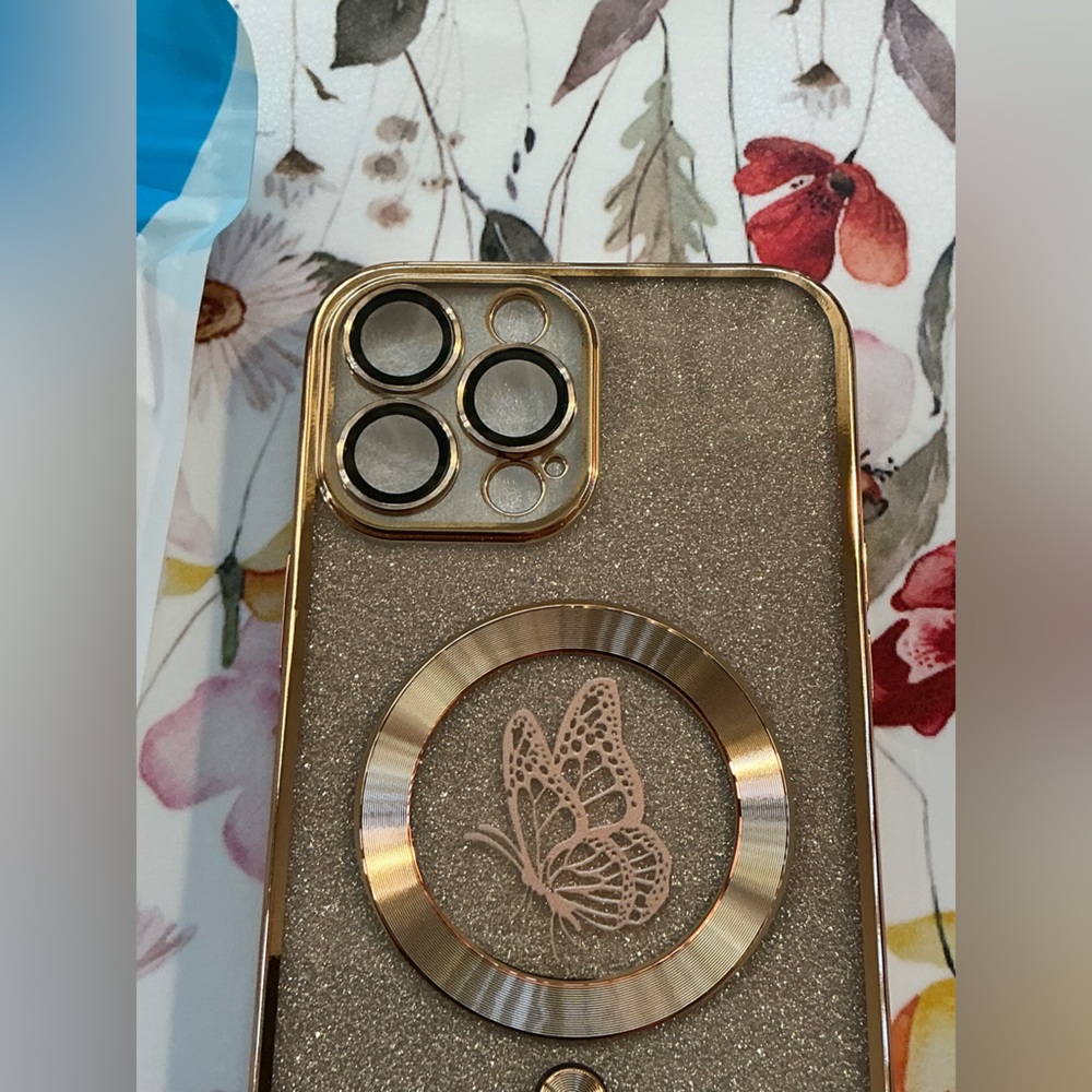 Gold Glitter Phone Case with Ring Holder - I Phone 13 Pro Max ( NWT) - Picture 4 of 6